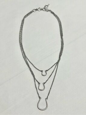 Silver Layered Triple Horseshoe Necklace